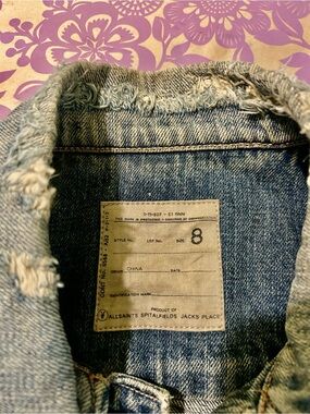 AllSaints Distressed Light Blue Denim Jean Jacket. This Jacket fits very small!